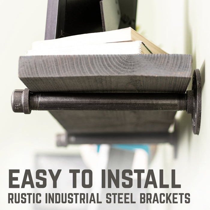 RESTORE Riverstone Grey 24 in. Shelves with Straight Brackets - Sweatfully