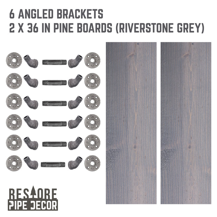 RESTORE Riverstone Grey 36 in. Shelves with Angled Brackets - Sweatfully