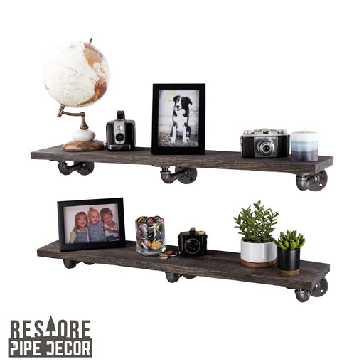 RESTORE Boulder Black 36 in. Shelves with L-Shaped Brackets - Sweatfully