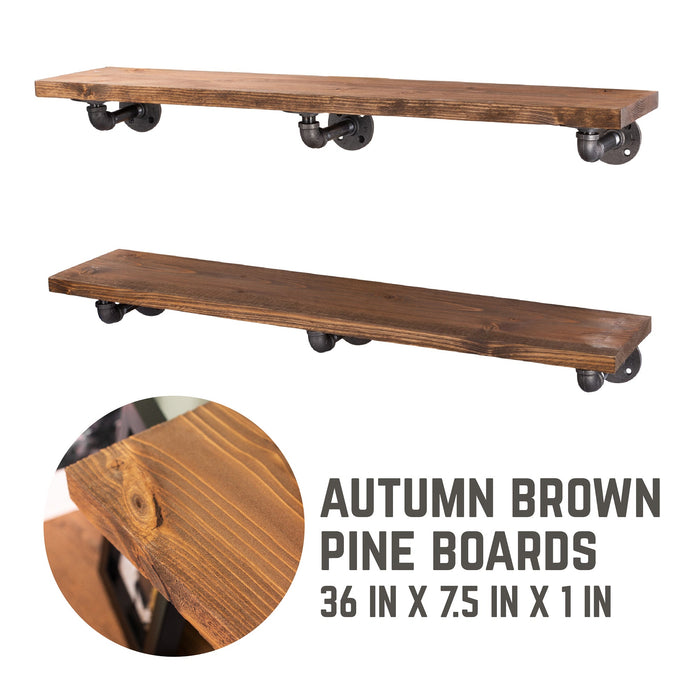 RESTORE Autumn Brown 36 in. Shelves with L-Shaped Brackets - Sweatfully