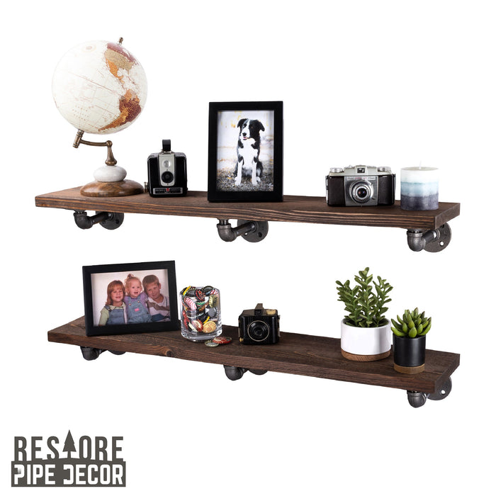 RESTORE Trail Brown 36 in. Shelves with L-Shaped Brackets - Sweatfully