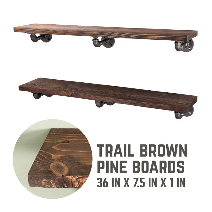 RESTORE Trail Brown 36 in. Shelves with L-Shaped Brackets - Sweatfully