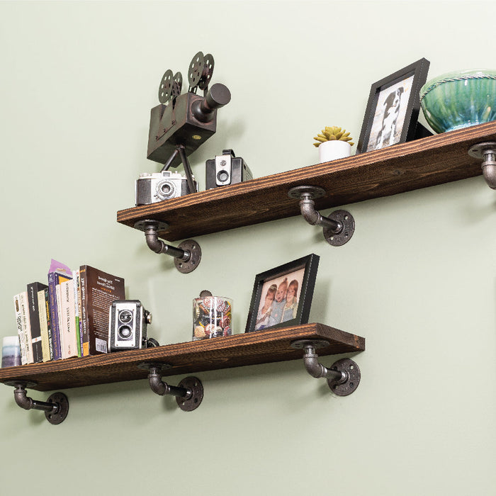 RESTORE Trail Brown 36 in. Shelves with L-Shaped Brackets - Sweatfully