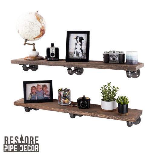 RESTORE Sunset Brown 36 in. Shelves with L-Shaped Brackets - Sweatfully