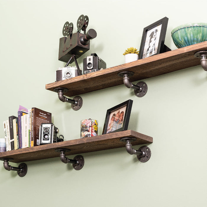 RESTORE Sunset Brown 36 in. Shelves with L-Shaped Brackets - Sweatfully