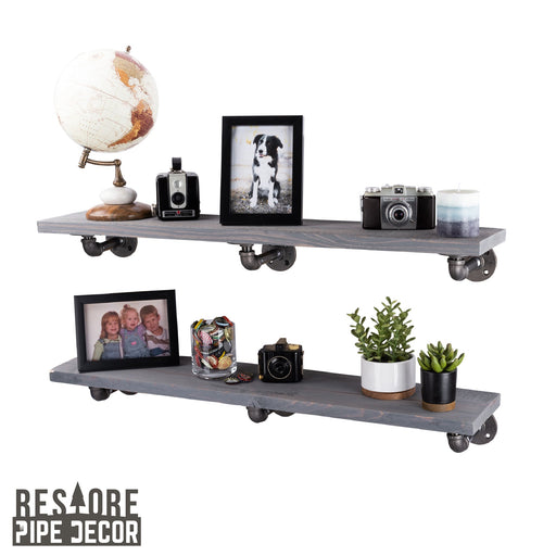 RESTORE Riverstone Grey 36 in. Shelves with L-Shaped Brackets - Sweatfully