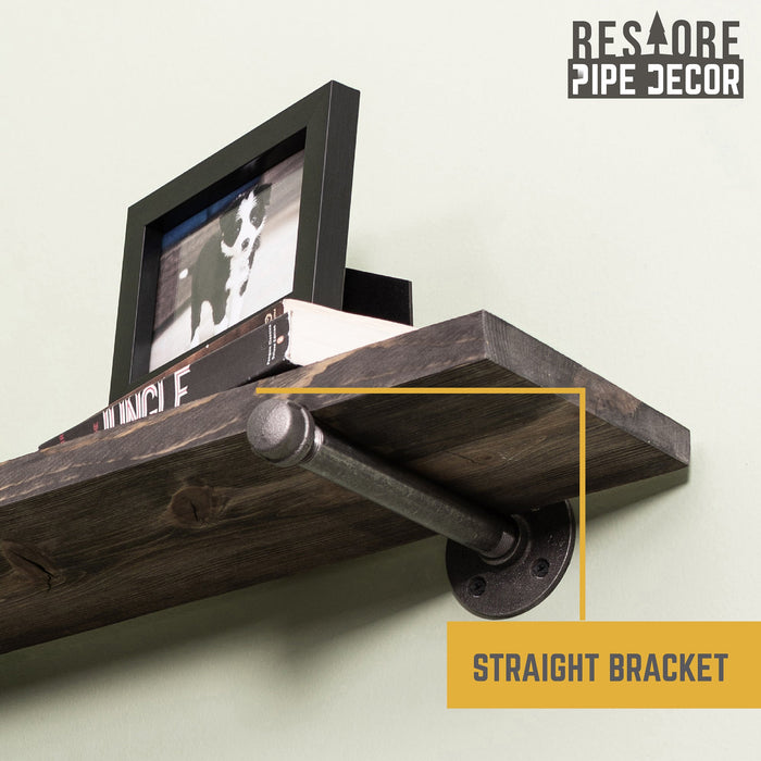 RESTORE Boulder Black 36 in. Shelves with Straight Brackets - Sweatfully