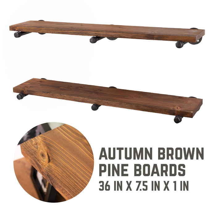 RESTORE Autumn Brown 36 in. Shelves with Straight Brackets - Sweatfully