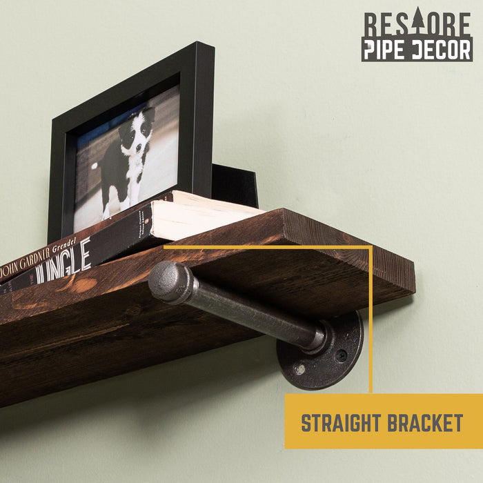 RESTORE Trail Brown 36 in. Shelves with Straight Brackets - Sweatfully