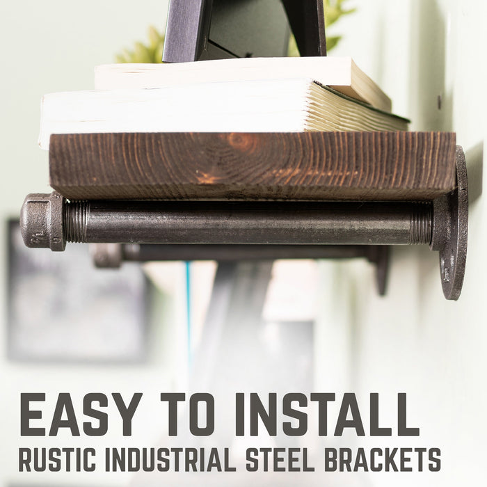 RESTORE Trail Brown 36 in. Shelves with Straight Brackets - Sweatfully