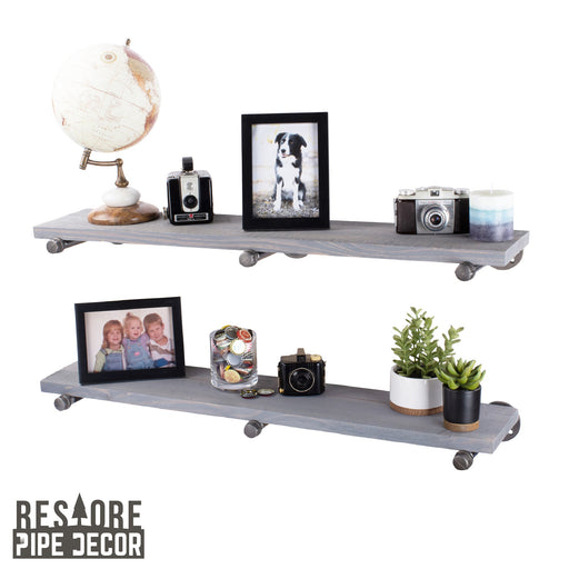 RESTORE Riverstone Grey 36 in. Shelves with Straight Brackets - Sweatfully
