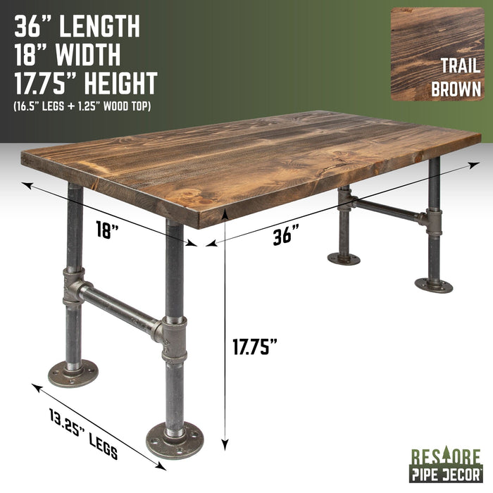 RESTORE Trail Brown Solid Wood Coffee Table - Sweatfully
