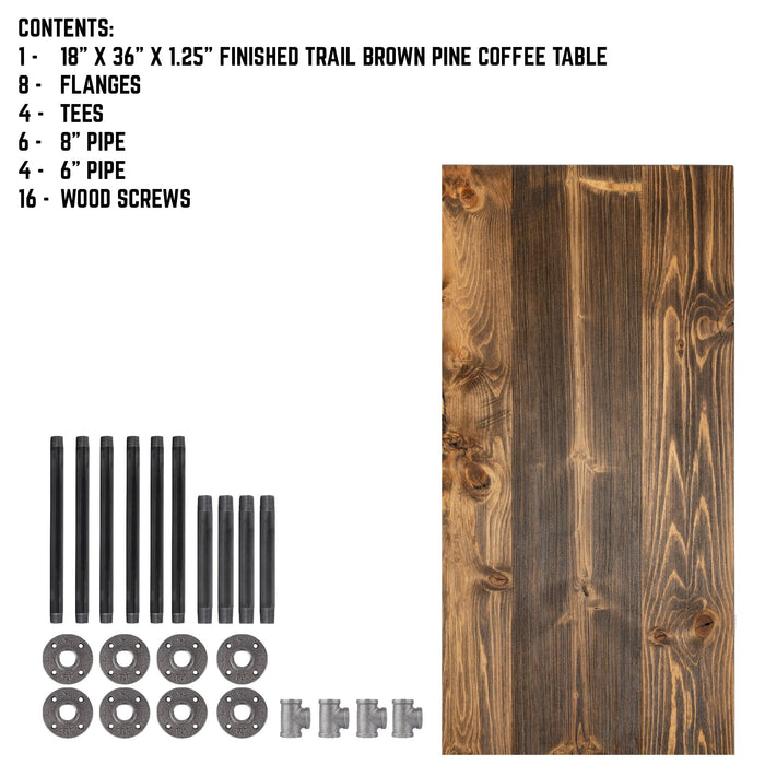 RESTORE Trail Brown Solid Wood Coffee Table - Sweatfully