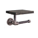 6 in. Wall-Mounted Pipe Toilet Paper Holder with Wood Shelf, Boulder Black - Sweatfully