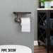 6 in. Wall-Mounted Pipe Toilet Paper Holder with Wood Shelf, Boulder Black - Sweatfully