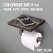 6 in. Wall-Mounted Pipe Toilet Paper Holder with Wood Shelf, Boulder Black - Sweatfully