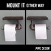 6 in. Wall-Mounted Pipe Toilet Paper Holder with Wood Shelf, Boulder Black - Sweatfully