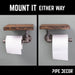 6 in. Wall-Mounted Pipe Toilet Paper Holder with Wood Shelf, Trail Brown - Sweatfully