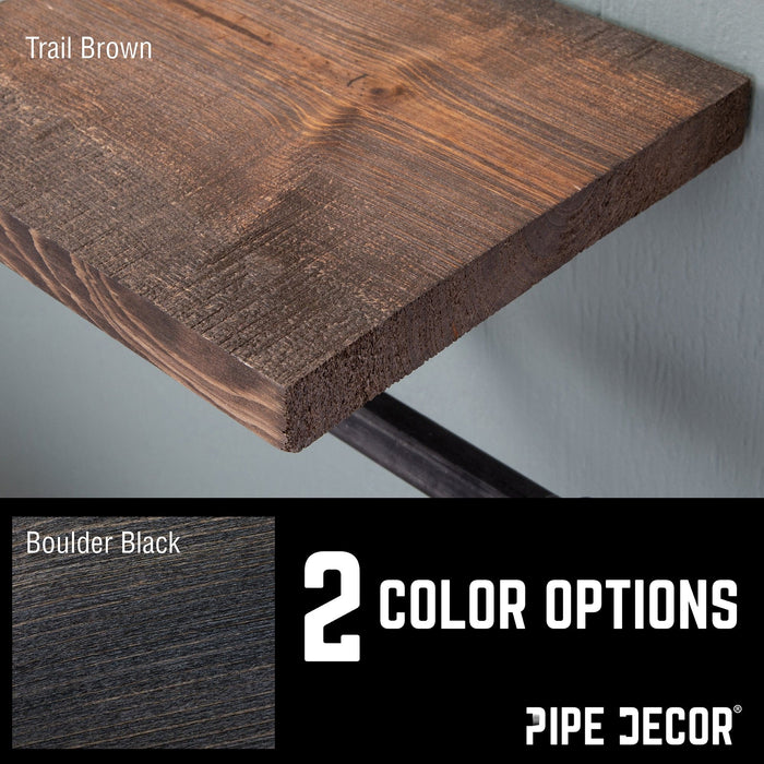 6 in. Wall-Mounted Pipe Toilet Paper Holder with Wood Shelf, Trail Brown - Sweatfully