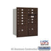 Salsbury 10 Door High Recessed Mounted 4C Horizontal Mailbox with 10 Doors and 2 Parcel Lockers in Bronze with USPS Access - Rear Loading - Sweatfully