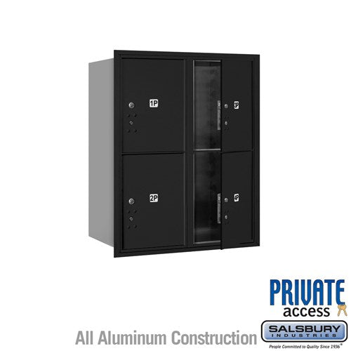Salsbury 10 Door High Recessed Mounted 4C Horizontal Parcel Locker with 4 Parcel Lockers in Black with Private Access - Front Loading - Sweatfully
