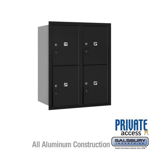 Salsbury 10 Door High Recessed Mounted 4C Horizontal Parcel Locker with 4 Parcel Lockers in Black with Private Access - Rear Loading - Sweatfully