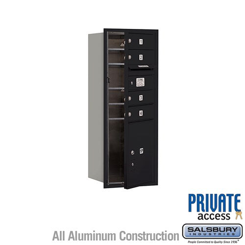 Salsbury 10 Door High Recessed Mounted 4C Horizontal Mailbox with 4 Doors and 1 Parcel Locker in Black with Private Access - Front Loading - Sweatfully