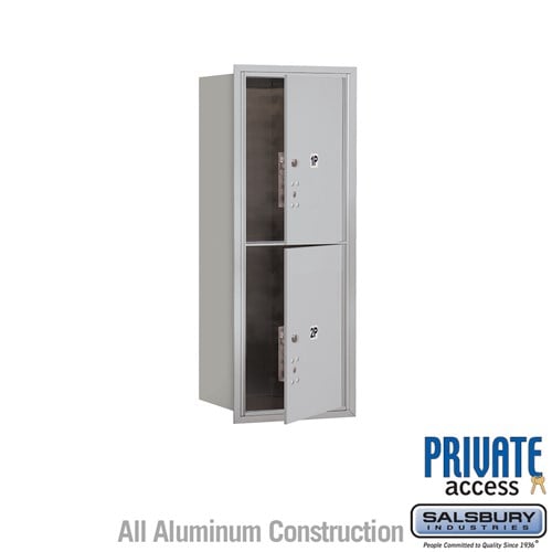 Salsbury 10 Door High Recessed Mounted 4C Horizontal Parcel Locker with 2 Parcel Lockers in Aluminum with Private Access - Front Loading - Sweatfully