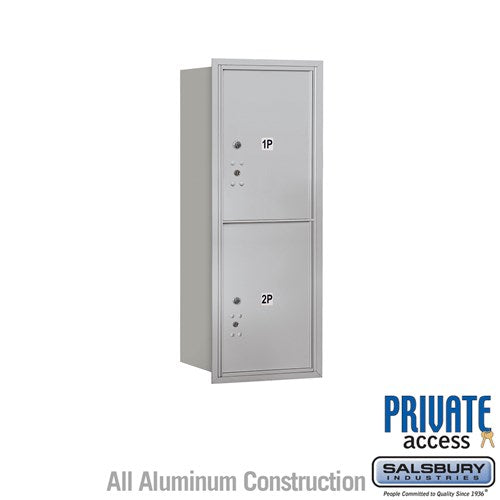 Salsbury 10 Door High Recessed Mounted 4C Horizontal Parcel Locker with 2 Parcel Lockers in Aluminum with Private Access - Rear Loading - Sweatfully