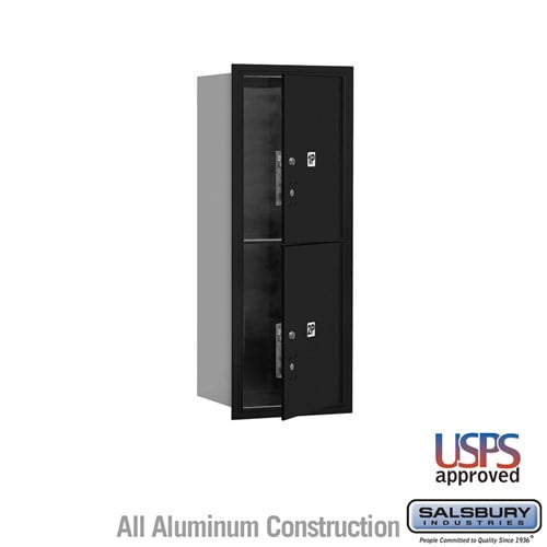 Salsbury 10 Door High Recessed Mounted 4C Horizontal Parcel Locker with 2 Parcel Lockers in Black with USPS Access - Front Loading - Sweatfully