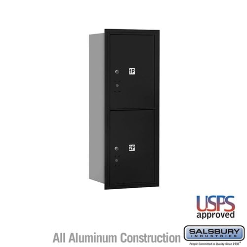Salsbury 10 Door High Recessed Mounted 4C Horizontal Parcel Locker with 2 Parcel Lockers in Black with USPS Access - Rear Loading - Sweatfully