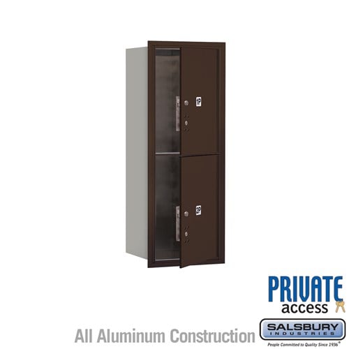 Salsbury 10 Door High Recessed Mounted 4C Horizontal Parcel Locker with 2 Parcel Lockers in Bronze with Private Access - Front Loading - Sweatfully