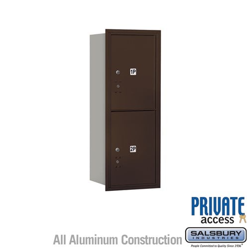 Salsbury 10 Door High Recessed Mounted 4C Horizontal Parcel Locker with 2 Parcel Lockers in Bronze with Private Access - Rear Loading - Sweatfully