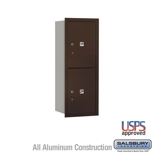 Salsbury 10 Door High Recessed Mounted 4C Horizontal Parcel Locker with 2 Parcel Lockers in Bronze with USPS Access - Rear Loading - Sweatfully