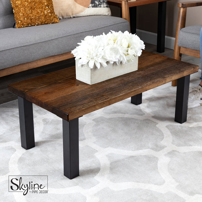 12 in. Skyline Matte Black Square Metal High-Rise Coffee Table Legs - 4 Pack - Sweatfully