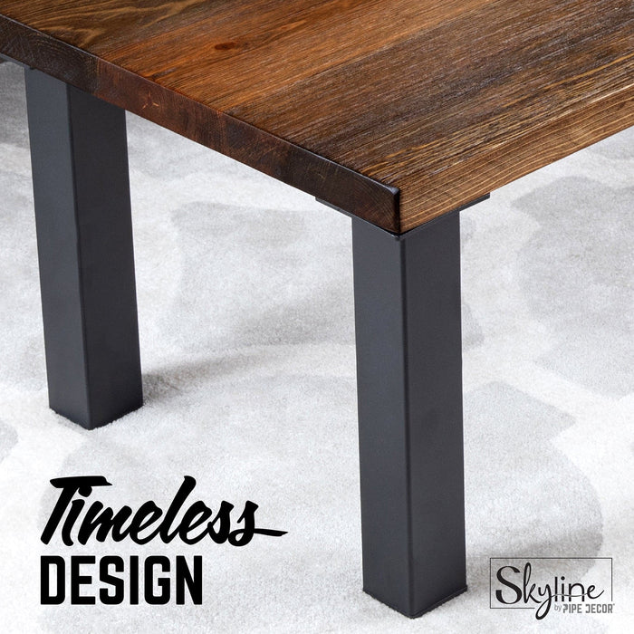 12 in. Skyline Matte Black Square Metal High-Rise Coffee Table Legs - 4 Pack - Sweatfully