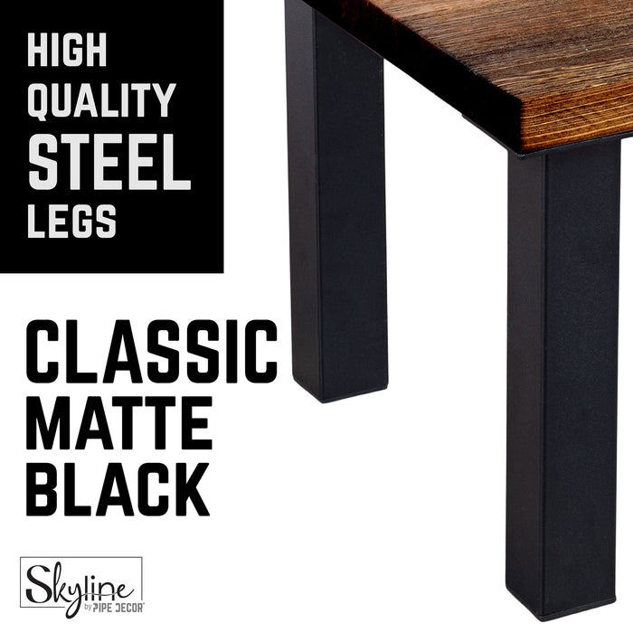12 in. Skyline Matte Black Square Metal High-Rise Coffee Table Legs - 4 Pack - Sweatfully