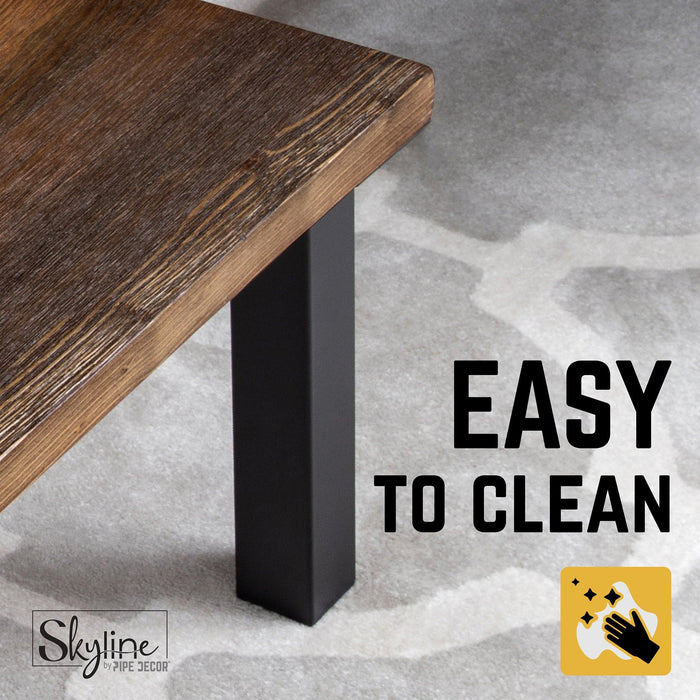 12 in. Skyline Matte Black Square Metal High-Rise Coffee Table Legs - 4 Pack - Sweatfully