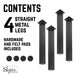 12 in. Skyline Matte Black Square Metal High-Rise Coffee Table Legs - 4 Pack - Sweatfully