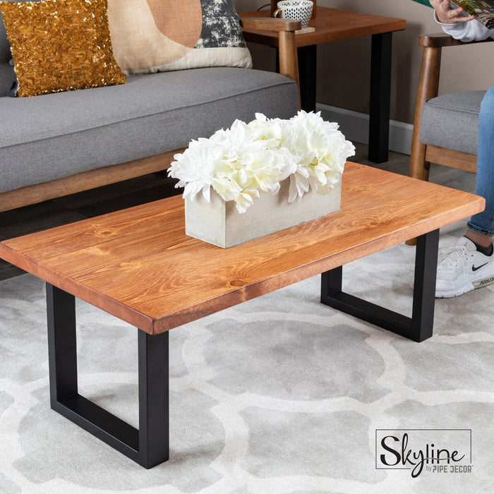 12 in. Skyline Matte Black Square Metal Landscape Coffee Table Legs - 2 Pack - Sweatfully