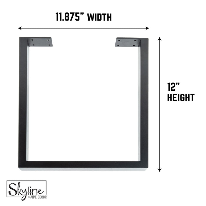 12 in. Skyline Matte Black Square Metal Landscape Coffee Table Legs - 2 Pack - Sweatfully