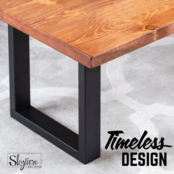 12 in. Skyline Matte Black Square Metal Landscape Coffee Table Legs - 2 Pack - Sweatfully