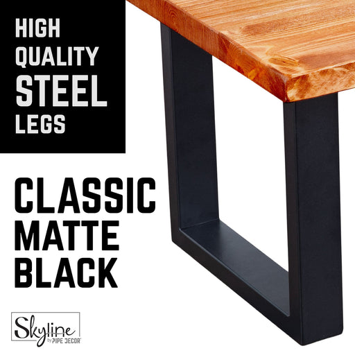 12 in. Skyline Matte Black Square Metal Landscape Coffee Table Legs - 2 Pack - Sweatfully