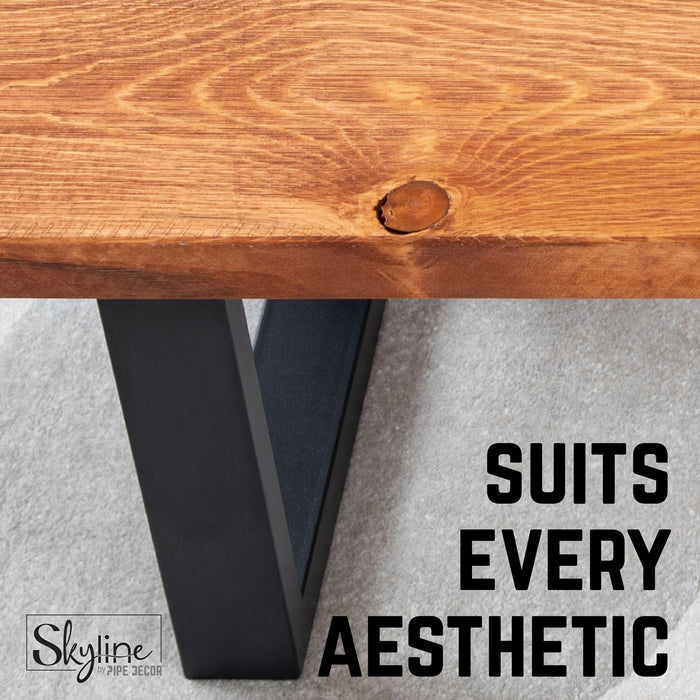 12 in. Skyline Matte Black Square Metal Landscape Coffee Table Legs - 2 Pack - Sweatfully