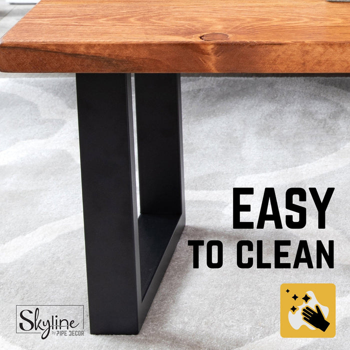 12 in. Skyline Matte Black Square Metal Landscape Coffee Table Legs - 2 Pack - Sweatfully