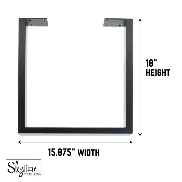 18 in. Skyline Matte Black Square Metal Landscape Coffee or End Table Legs - 2 Pack - Sweatfully