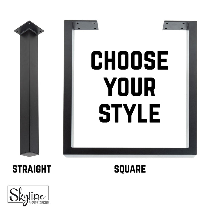 18 in. Skyline Matte Black Square Metal Landscape Coffee or End Table Legs - 2 Pack - Sweatfully
