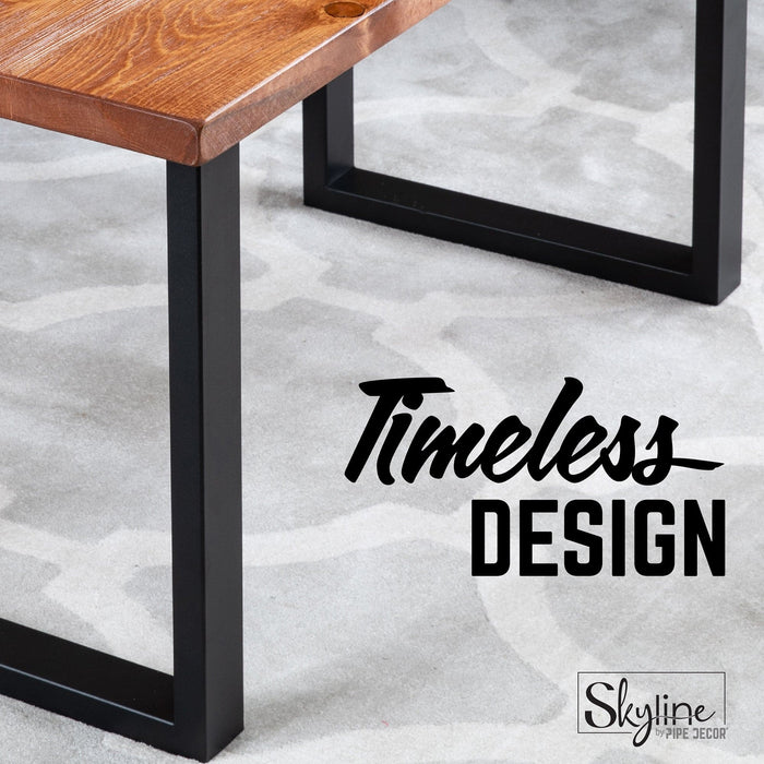18 in. Skyline Matte Black Square Metal Landscape Coffee or End Table Legs - 2 Pack - Sweatfully