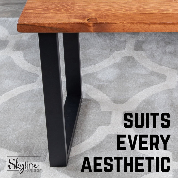 18 in. Skyline Matte Black Square Metal Landscape Coffee or End Table Legs - 2 Pack - Sweatfully