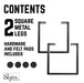 18 in. Skyline Matte Black Square Metal Landscape Coffee or End Table Legs - 2 Pack - Sweatfully